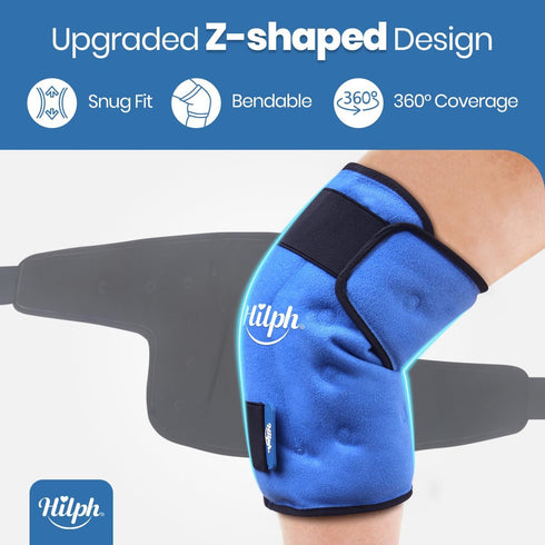 Hilph Knee Ice Pack Wrap, Reusable Gel Ice Wrap for Knee Pain Relief, Hot Cold Compress Therapy for Arthritis, ACL