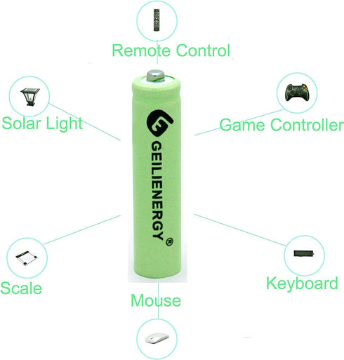 Solar Light Batteries AAA NIMH 600mAh 1.2V Rechargeable for Garden Lights, Remotes, Mice (8Pcs)