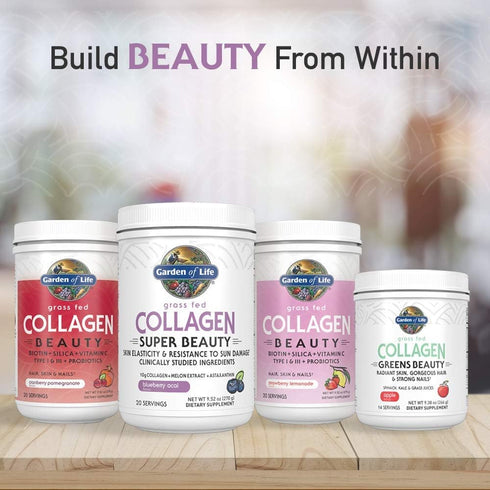 Garden of Life Grass Fed Collagen Super Beauty Powder - 20 Servings, Blueberry Acai, Collagen Powder for Women - Skin,
