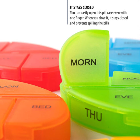 Deke Home 7 Day Pill Organizer - Stackable Weekly Pill Box, 4 Times a Day, Durable Hard Case, BPA Free