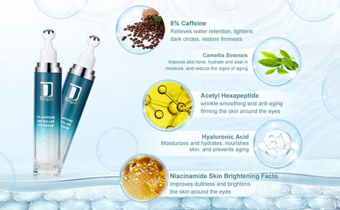 Caffeine Eye Cream for Dark Circles, Daily Eye Serum for Under Eye Puffiness, Morning Skincare