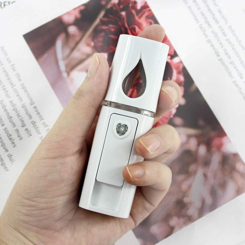 Portable Nano Facial Mister - Mini Facial Steamer with Mirror & 20ml Visual Water Tank (White)