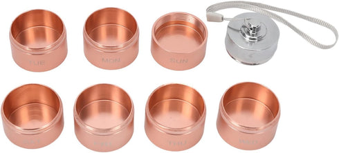 Metal Pill Organizer - Stackable Weekly Travel Medicine Box, Portable Waterproof Aluminum Alloy with Lanyard Rose Gold
