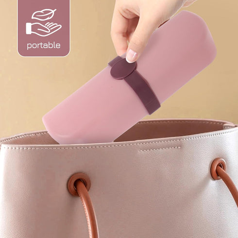 ZUNOXAZ Portable Toothbrush Storage Box with Toothpaste Container and Mouthwash Cup, Travel Toothbrush Case