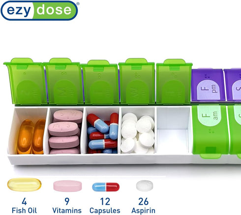 Weekly AM/PM Pill Organizer - Easy Fill Design