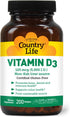 Country Life Vitamin D3 5000 IU for Immune and Bone Health, Sustainable Source from Lanolin, Various Strengths