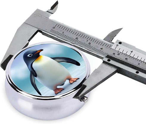 NBSKSDLK 3 Cute Penguin Pill Box with Mirror Compartment Decorative Pill Case for Purse or Pocket Small Round Pill
