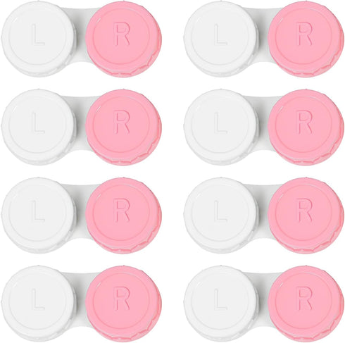 8 Pack Pink Contact Lens Cases, Outdoor Portable Mini Contact Lens Kit for Travel and Everyday Use