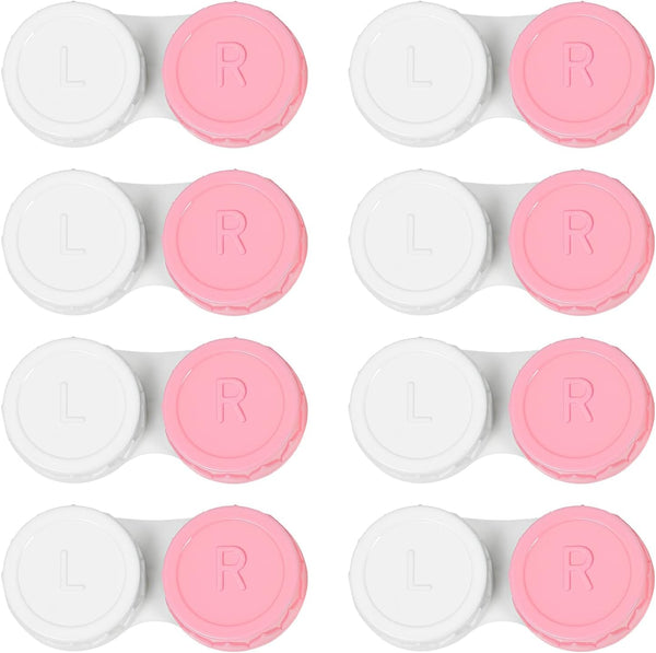8 Pack Pink Contact Lens Cases, Outdoor Portable Mini Contact Lens Kit for Travel and Everyday Use