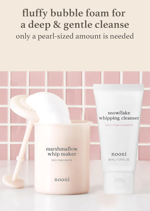 Nooni 2-in-1 Facial Cleansing Kit, Whip Maker & Face Cleanser, Gift Set for All Skin Types