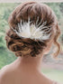 Latious Wedding Bride Flapper Feather Hair Comb with White Crystal, 1920s Hair Clip Fascinator for Women