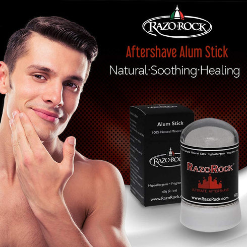 RazoRock Alum Stick, 60 g, After Shave Stick, Natural Healing and Toning for Razor Cuts