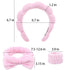 Spa Headband and Wrist Washband Set, 4pcs Soft Makeup Headbands for Face Washing, Shower, Makeup Removal (Pink)