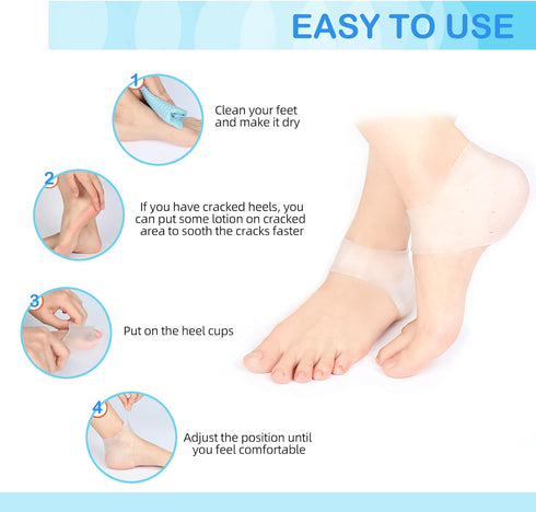 Wonderwin Gel Heel Cups, Medical-Grade Breathable Heel Protectors for Cracked Heels, Heel Spurs, Plantar Fasciitis, Men