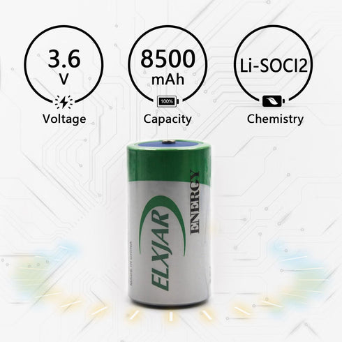 YUTSUJO (2-Pack) 3.6V 8500mAh XL-145F ER26500 C Size Lithium Thionyl Chloride Battery Replacement for with Button Top