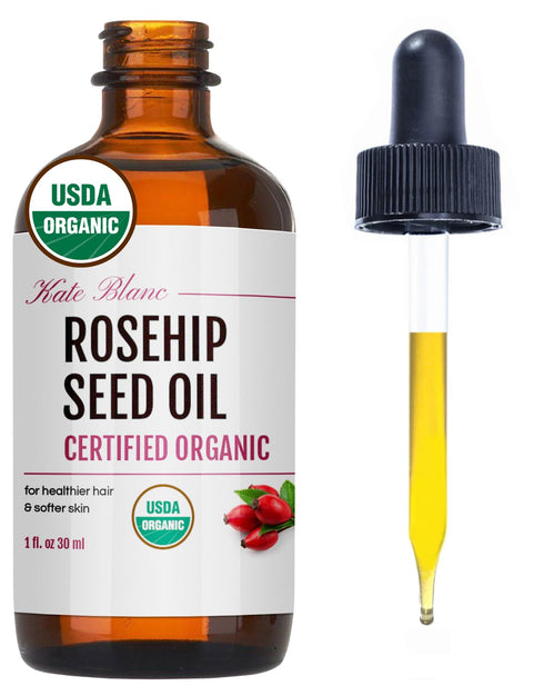 Kate Blanc Cosmetics Organic Rosehip Oil for Face & Skin (1oz, Pure, Cold Pressed)