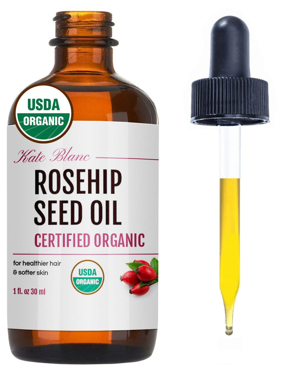 Kate Blanc Cosmetics Organic Rosehip Oil for Face & Skin (1oz, Pure, Cold Pressed)