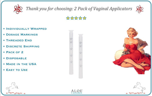 Extra Disposable Vaginal Applicators, Individually Wrapped, Pack of 2, Threaded End for Yeast Creams, Abbott Premarin