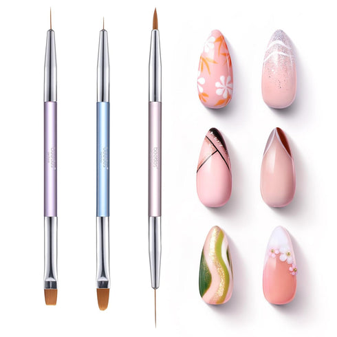 Beetles 3 Pcs Gel Nail Art Brushes Set, Gel Polish Design Pen Painting Tools for DIY Manicure