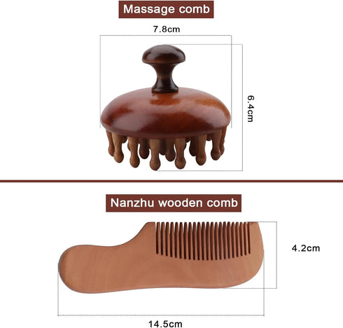 Ymcafmo Tool(2pc) Scalp Massager Brush with Bamboo Bristles, Manual Handheld Scalp Scrubber for Hair Growth, Wet