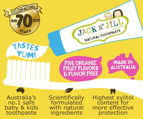 Jack N' Jill Natural Toothpaste for Kids - Fluoride Free, 40% Xylitol, BPA Free - Blueberry & Blackcurrant, 2 Pack,