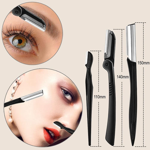 KINGMAS Eyebrow Razor | 9 in 1 Eyebrow Kit | Face Razors, Facial Trimmer, Grooming Scissors, Tweezers for Women