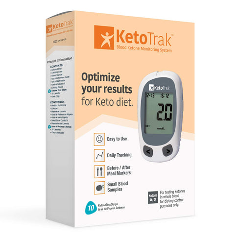 Blood Ketone Testing Kit - 1 Meter, 10 Ketone Strips, 1 Lancing Device, 10 Lancets for Keto Diet by KetoTrak