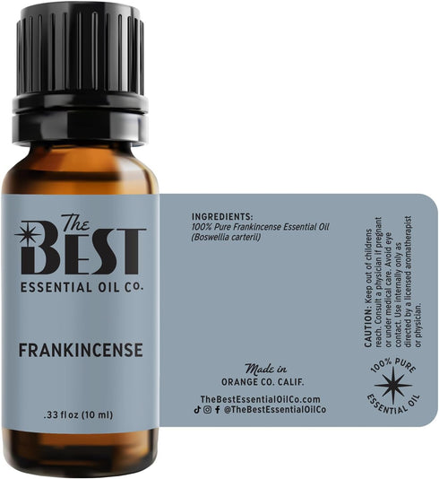 Frankincense Essential Oil Premium Grade, 100% Pure & Natural for Aromatherapy, Diffuser, Spa, 10 ml (.33 fl oz)