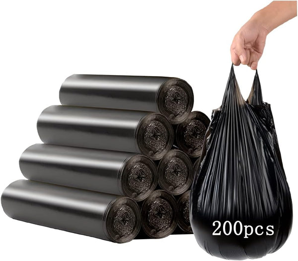 Small Black Trash Bags, 200 Counts, Thicken Value Pack, 4 Gallon Trash Bags for Office, Kitchen, Bedroom