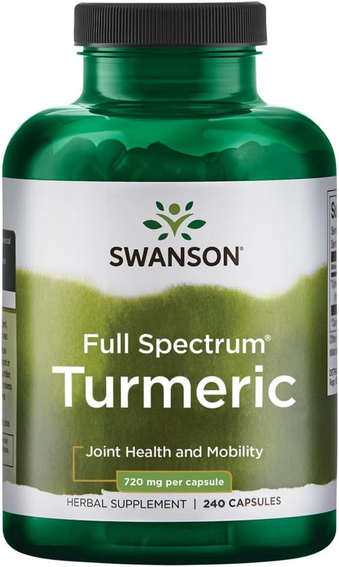 Swanson Turmeric Antioxidant Supplement, Joint Health, Cardiovascular, Liver Detox, 720 mg, 240 Capsules, 120 Servings