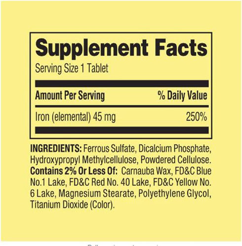 Spring Valley Slow-Release Iron Tablets Dietary Supplement, 45 mg, 30 Count