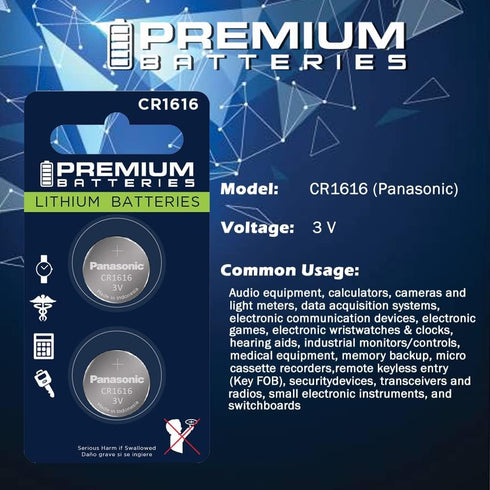 Premium CR1616 3V Lithium Coin Cell Battery - Japanese Engineered High Capacity (6 Pack)