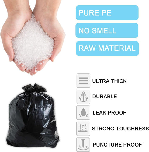 10 Gallon Black Trash Bags, 90 Count, 18 Micron Thick Garbage Bags for Office Kitchen