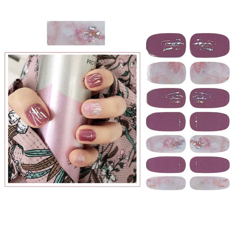 SIUSIO 112pcs Nail Wraps, 8 Sheets Full Nail Polish Strips, Gradient Glitter Stickers with Crystal Glass Nail Files