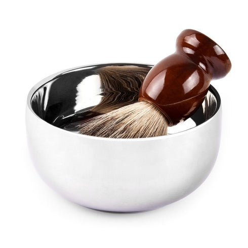 QSHAVE Stainless Steel Shaving Bowl with Lid - 4 Inch Diameter Chrome Plated Finish