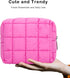 E-Tree Cute Makeup Bag - Quilted Cosmetic Pouch for Purse, Toiletry Zipper Pouch, Checkered Travel Case