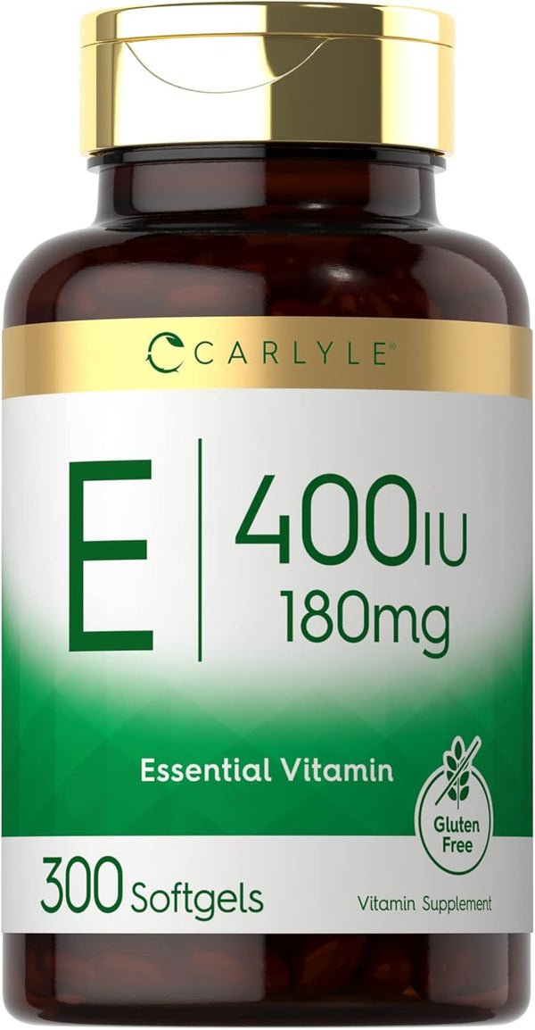 Carlyle Vitamin E Softgel Capsules 400 IU, 300 Count, Non-GMO and Gluten Free Formula