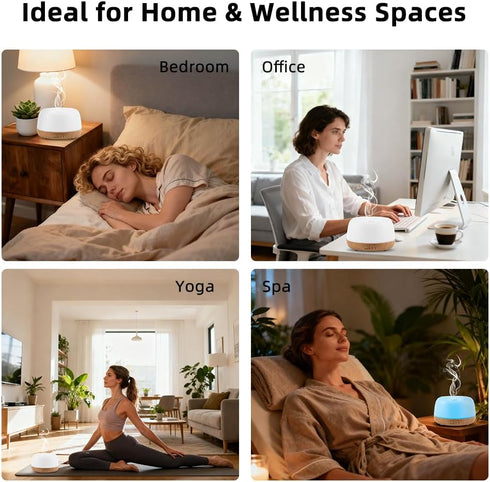 KIMWUVI 300ML 7 4 Essential Oil Aromatherapy Diffuser with Remote Control - Quiet Ultrasonic Cool Mist, Color LED