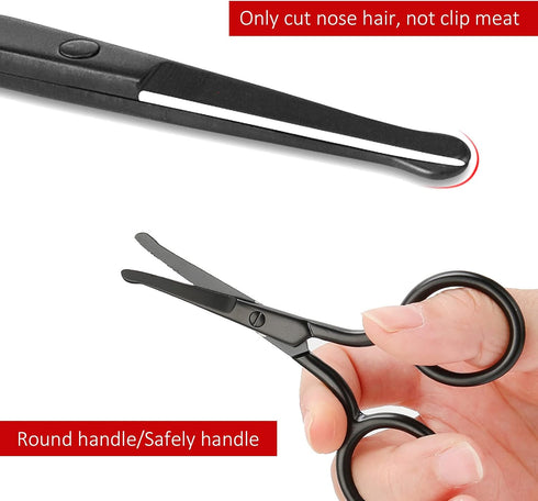 Nose Ear Facial Scissors - Rounded Tip Grooming Scissor Trimmer for Men, Moustache, Beard, Eyebrow
