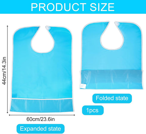 Yuanchu Adult Bibs for Elderly Women Men, Waterproof Oil-Proo Bibs with Chip Collector Wipe-Clean Flexible Plastic
