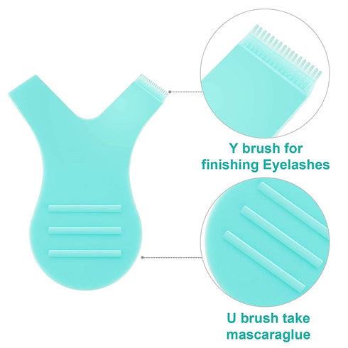 Y Brush Lash Lift Tool, Y Shape Eyelash Brush Comb, 10 Pack Silicone Grafting Lash Lift Brush for Extensions (Green)