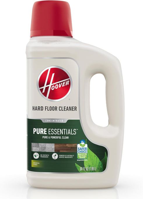 Hoover 64 oz Pure Essentials Hard Floor Cleaner Solution, for Sealed Hard Floors, Botanical Citrus Scent Cleaning