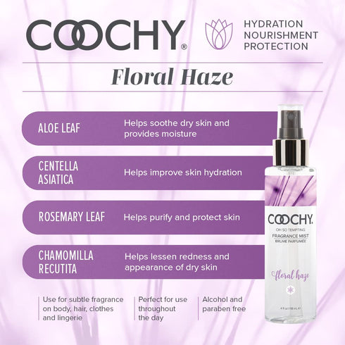 Coochy Fragrance Mist Body Spray | 4floz/118ml | No Alcohol, Paraben-Free, Organic | Blend of Rose, Jasmine & Fruit