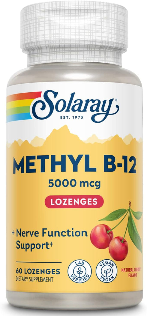 Solaray Methyl B12 Lozenge, Cherry (Btl-Plastic) 5000mcg | 60ct