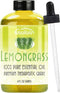 Lemongrass Essential Oil - 4 fl oz Therapeutic Grade for Aromatherapy, Diffuser, Skin, Hair, Candle, Soap