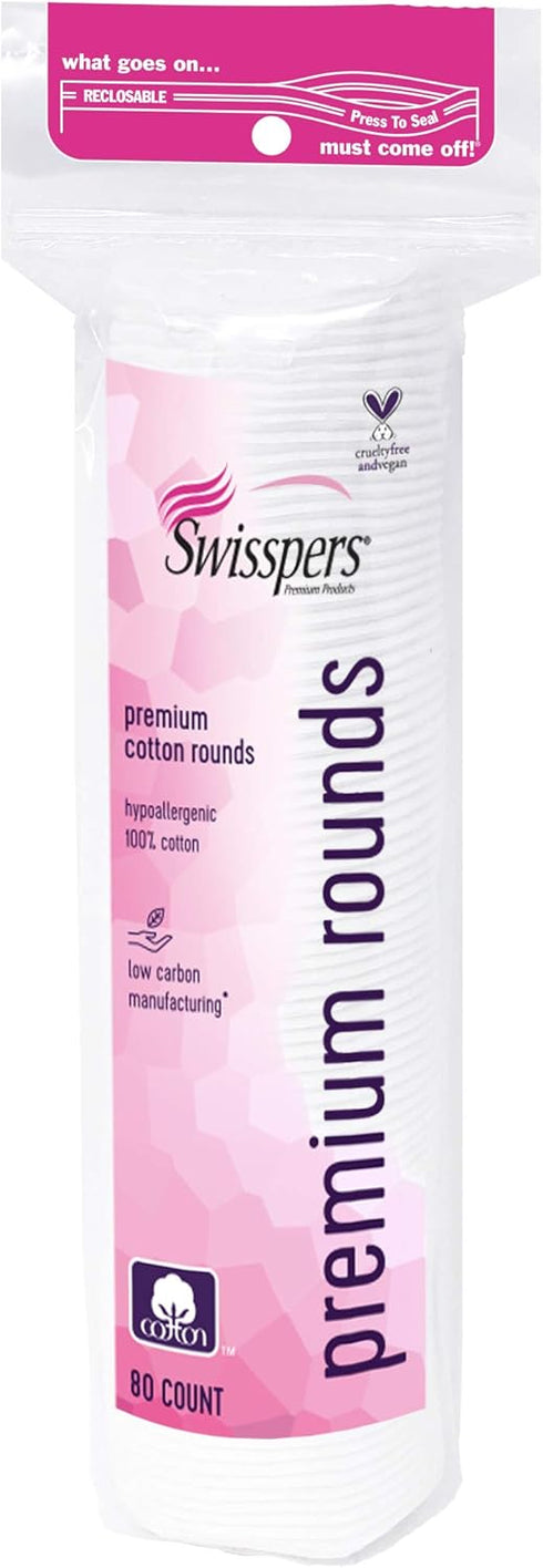 Swisspers Premium 100% Cotton Rounds, Hypoallergenic, 240 Count
