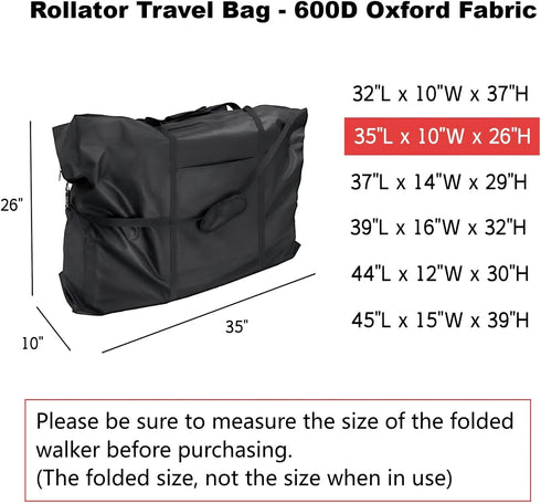 Rollator Travel Bag - Waterproof Wheelchair Bag for Folding Walker Compact Wheelchair Transport Chair Portable Large