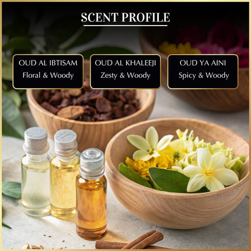 Set 3 6ml Set, Dukhni Oud Attar Oil Arab perfume oils for men and women | assorted roll on perfume scents x | Arabic