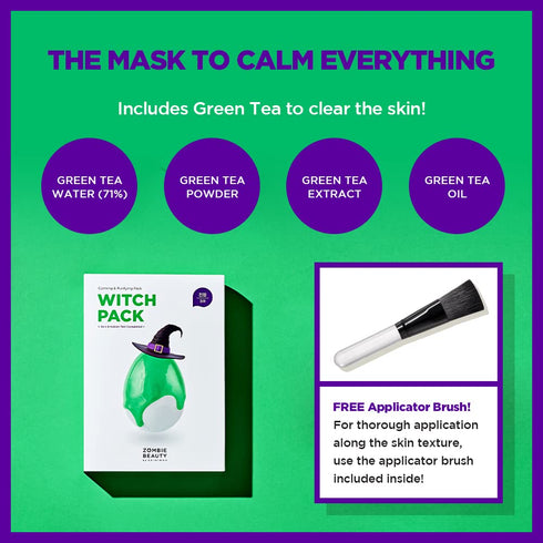 SKIN1004 Witch Pack (1 box - 8 ea) | Creamy Mud Pack with Green Tea, Water Calming Purifying Pore Care