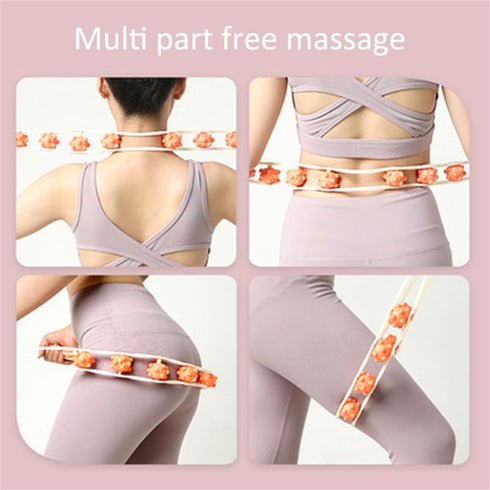 Price Xes 8 Back Massage Roller Rope, Manual Balll Pull Back Strap with Rollers, Handheld Cellulite Self Massage Tool